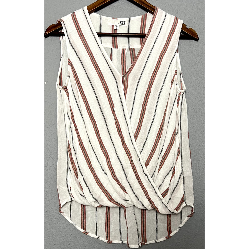 Kut From The Kloth Womens Small Surplice Sleeveless Drape Top Coastal Beach